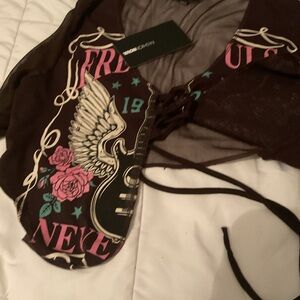 Fashion Nova Brown Graphic Crop Top